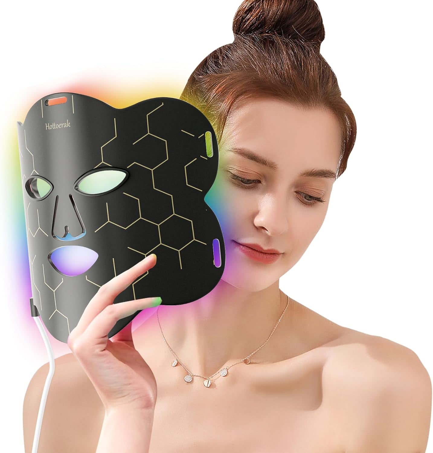 Red Light Mask, 7 Color LED Face Mask Light 4-In-1 Chip with 850 Nm near Infrared Light for Home