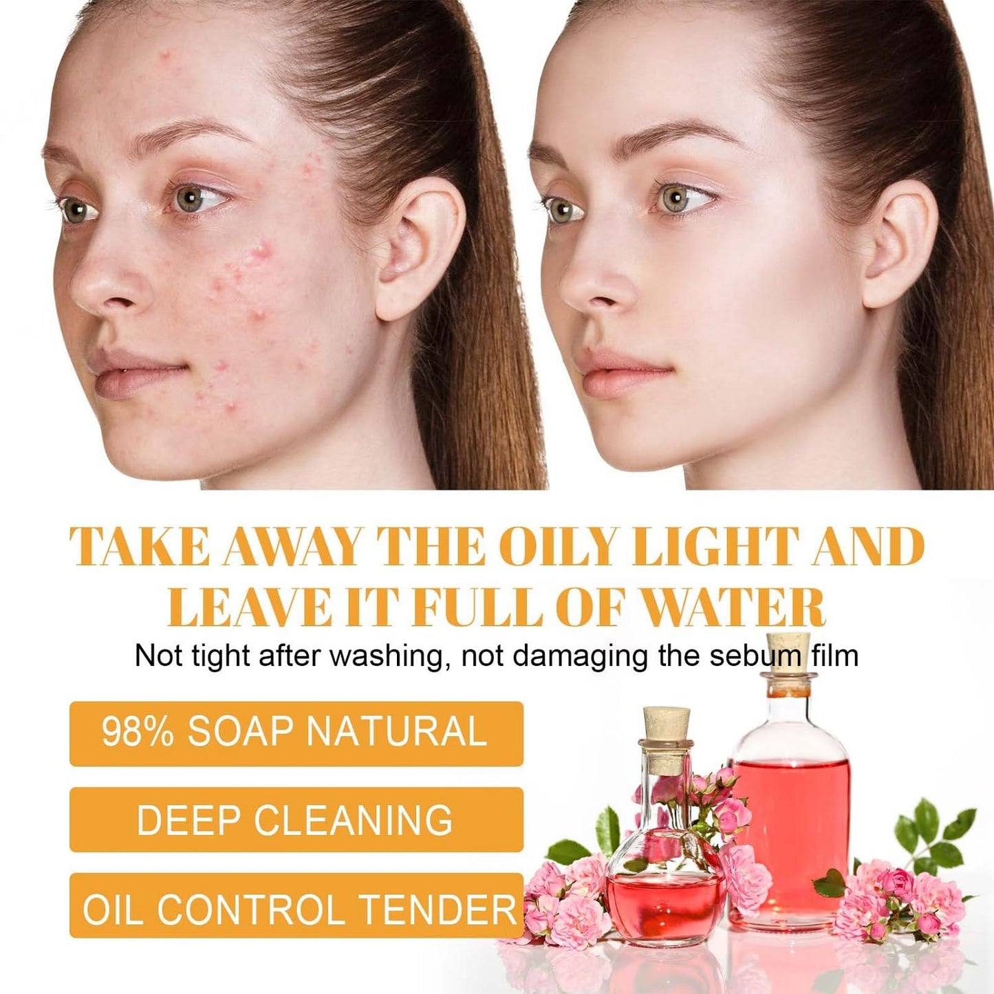 2Pcs Turmeric Facial Cleanser, Turmeric Foaming Face Wash Glow Brightening Face, Deep Cleansing Face Cleanser with Brush (100Ml)