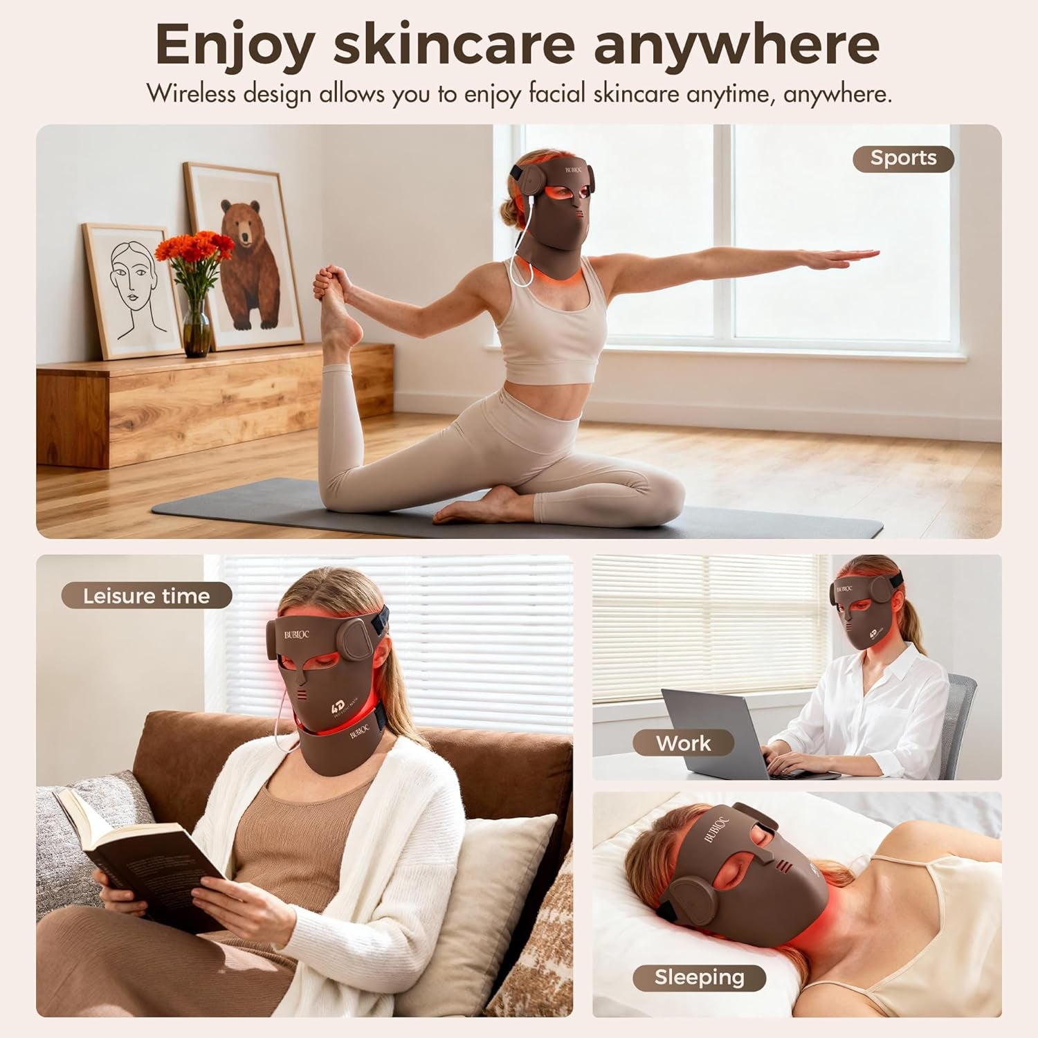 Red Light Therapy Mask for Face & Neck,Wireless Red Light Mask with NIR | 400 Led,140Mw/Cm² High Intensity,850Nm near Infrared Light Therapy,8 Colors,3 Intensities 4000Mah Rechargeable Remote Control
