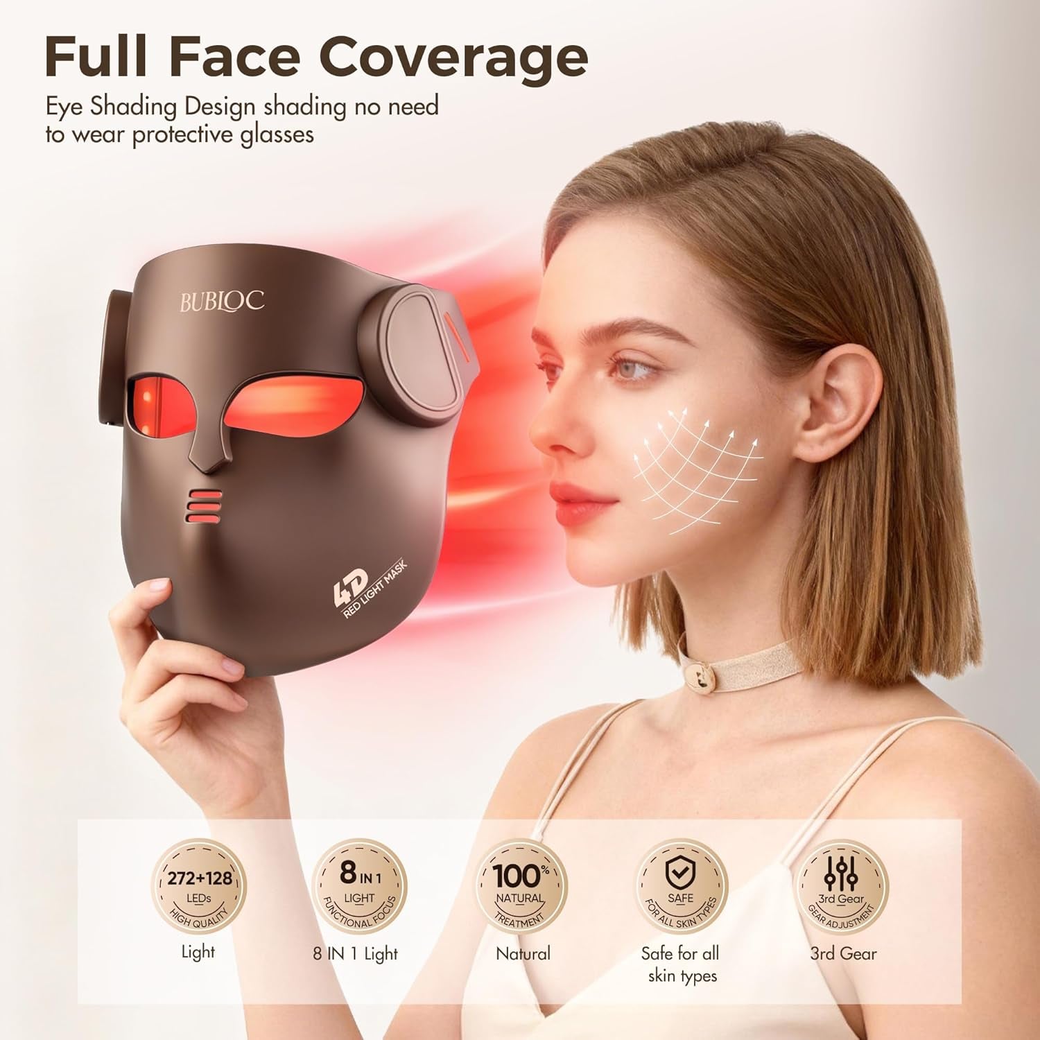Red Light Therapy Mask for Face & Neck,Wireless Red Light Mask with NIR | 400 Led,140Mw/Cm² High Intensity,850Nm near Infrared Light Therapy,8 Colors,3 Intensities 4000Mah Rechargeable Remote Control
