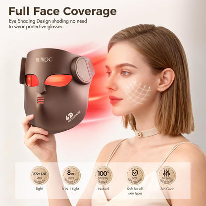 Red Light Therapy Mask for Face & Neck,Wireless Red Light Mask with NIR | 400 Led,140Mw/Cm² High Intensity,850Nm near Infrared Light Therapy,8 Colors,3 Intensities 4000Mah Rechargeable Remote Control