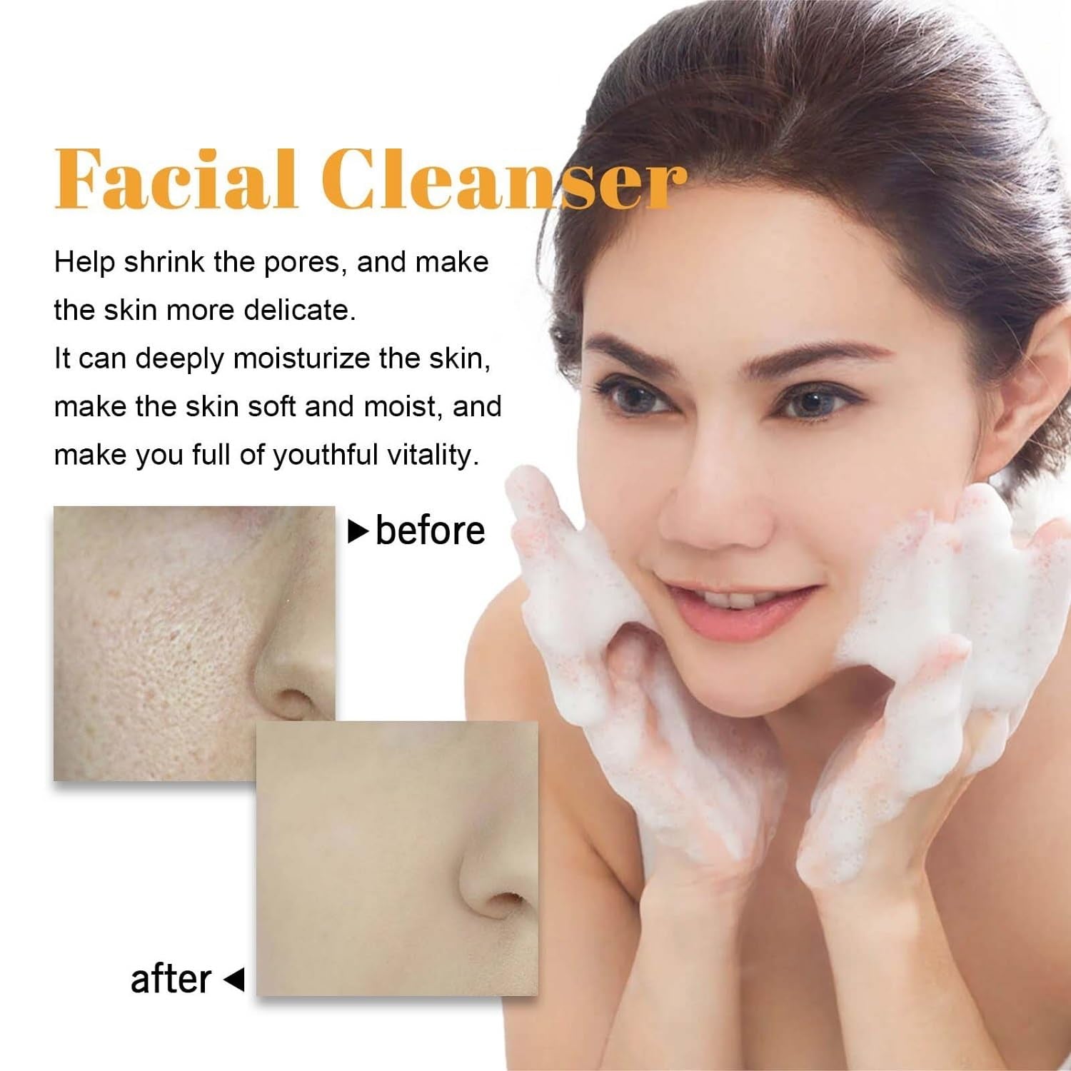 2Pcs Turmeric Facial Cleanser, Turmeric Foaming Face Wash Glow Brightening Face, Deep Cleansing Face Cleanser with Brush (100Ml)