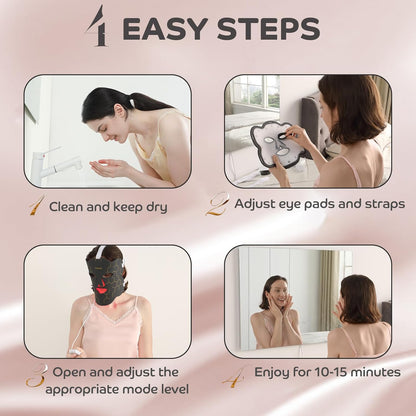 Red Light Mask, 7 Color LED Face Mask Light 4-In-1 Chip with 850 Nm near Infrared Light for Home